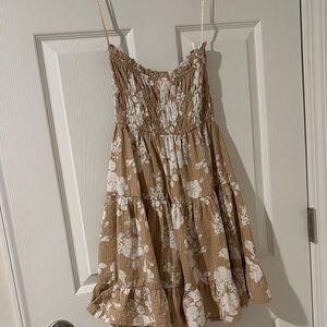 Aeropostale Strapless Dress in Brown and White Floral
